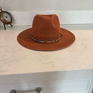 Anthropologie Orange Fedora with Black Band